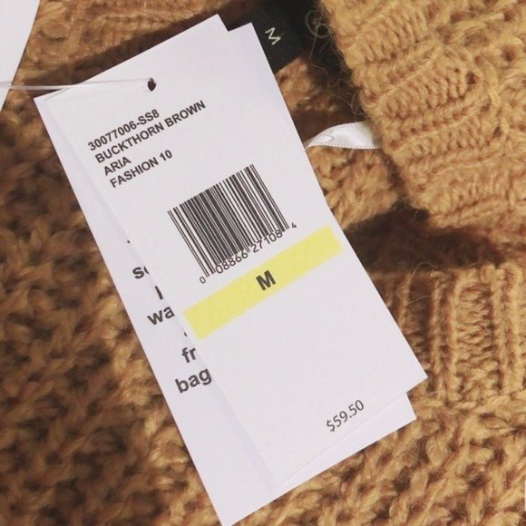 Jessica Simpson Sweater Aria Flounce Hem Rib Buckthorn Brown, Size M, New w/Tag - Picture 4 of 5